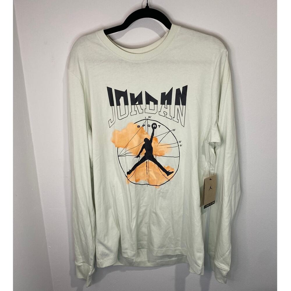 Jordan Long Sleeve Shirt Mens M Cream Dri-FIT Retro Streetwear NWT Defect
